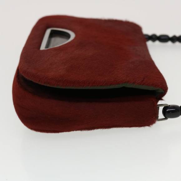 Christian Dior Maris Pearl Shoulder Bag Harako leather Red MA-1909 Auth 44311 - Picture 3 of 16